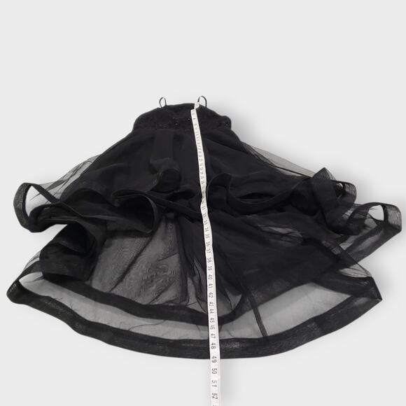 Y2K City Triangles Black Asymmetric Flare Tiered Mesh Halter Dress Sz 1 Goth - Picture 13 of 13